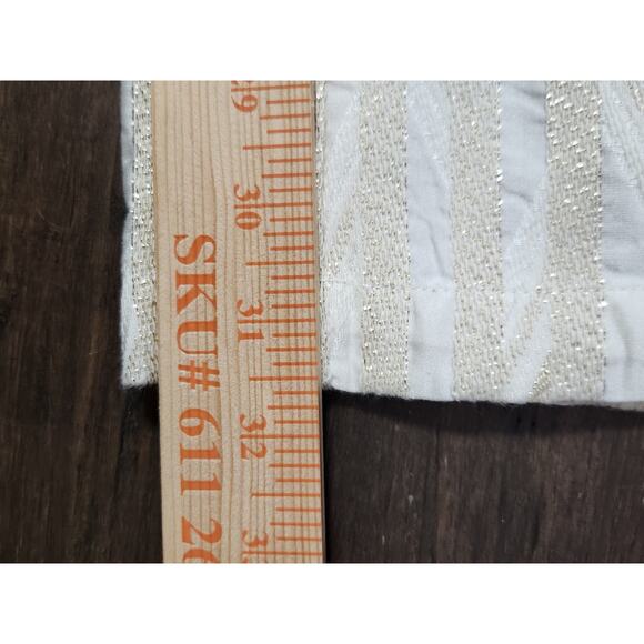 Porridge Anthropologie Kelyn Striped Gold Shine Trousers Size 12 White Metallic - Picture 6 of 9